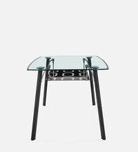 Glass Top 6 Seater Dining Set In Black Colour