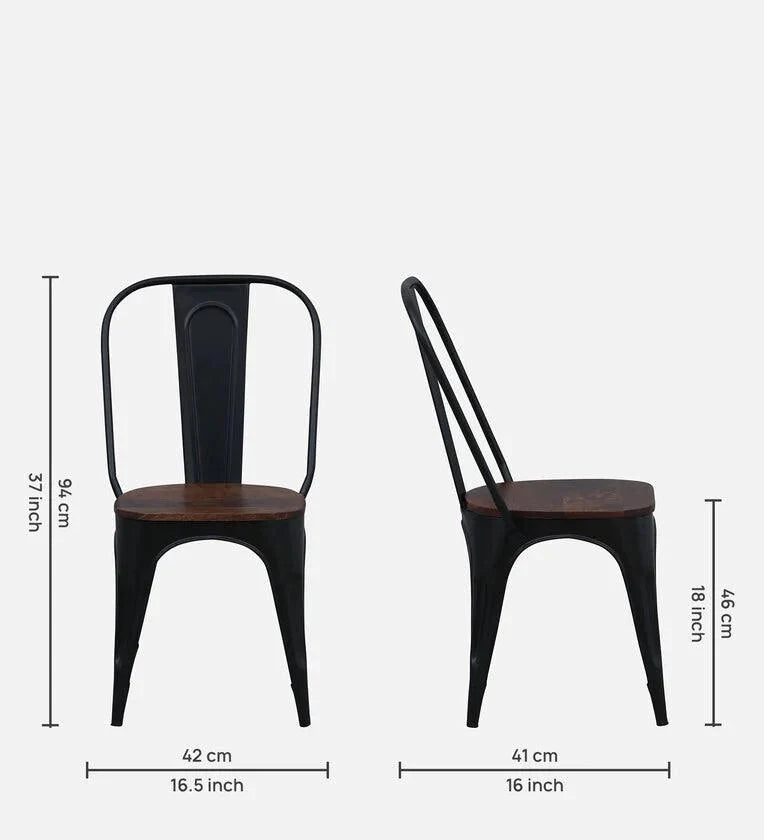 Metal 6 Seater Dining Set In Scratch Resistant Black Colour With Bench