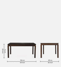 Solid Wood 6 Seater Dining Set in Brown Colour