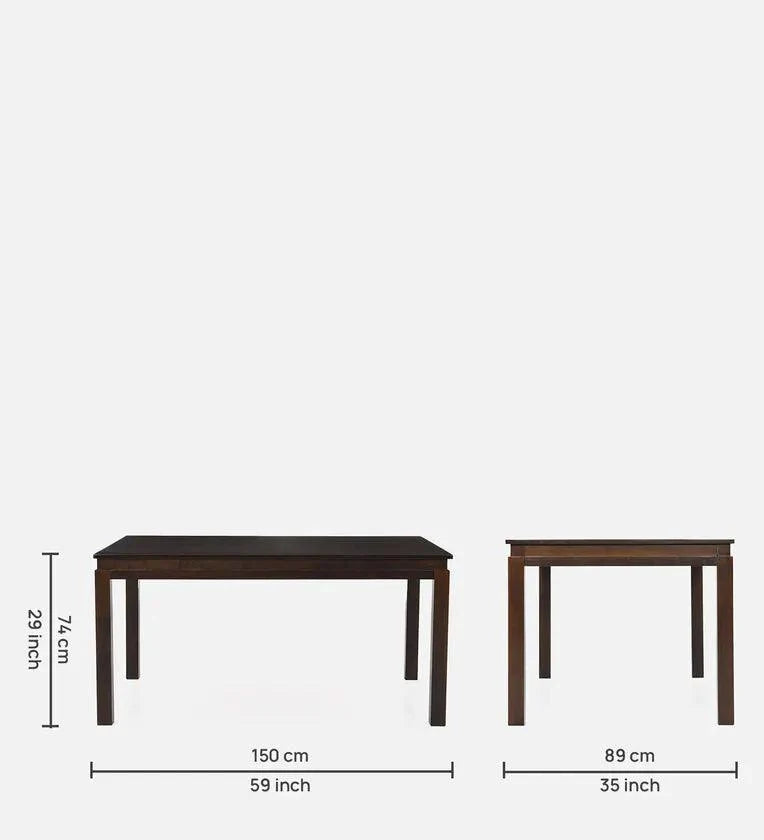 Solid Wood 6 Seater Dining Set in Brown Colour