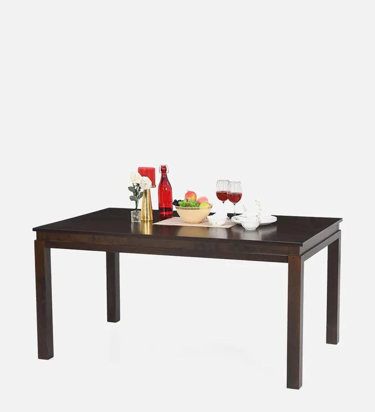 Solid Wood 6 Seater Dining Set in Brown Colour