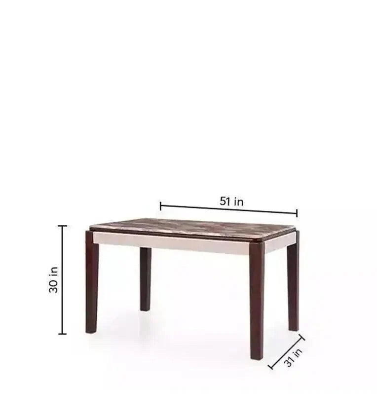 Marble Top 4 Seater Dining Set in Grey & Brown Colour