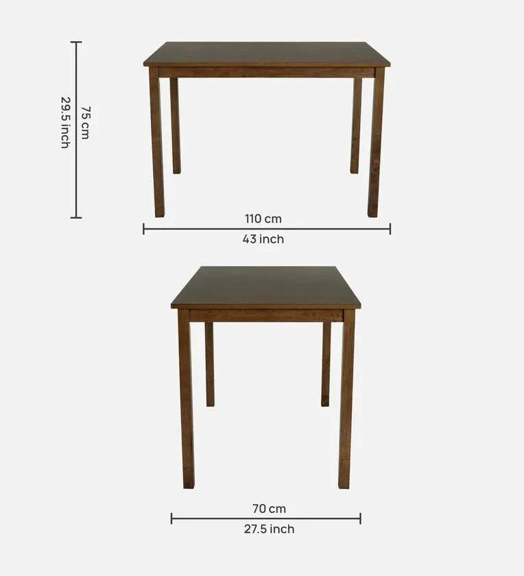 Solid Wood 4 Seater Dining Set in Cocoa & Tempo Teal Finish