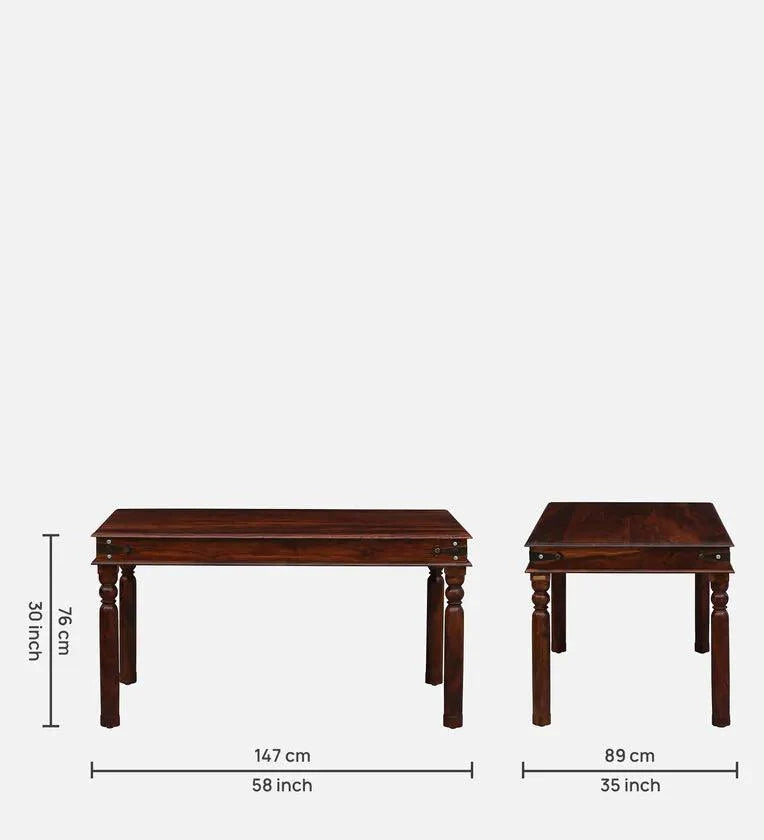 Sheesham Wood 6 Seater Dining Set In Honey Oak Finish