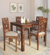 Sheesham Wood 4 Seater Dining Set in Scratch Resistant Rustic Teak Finish