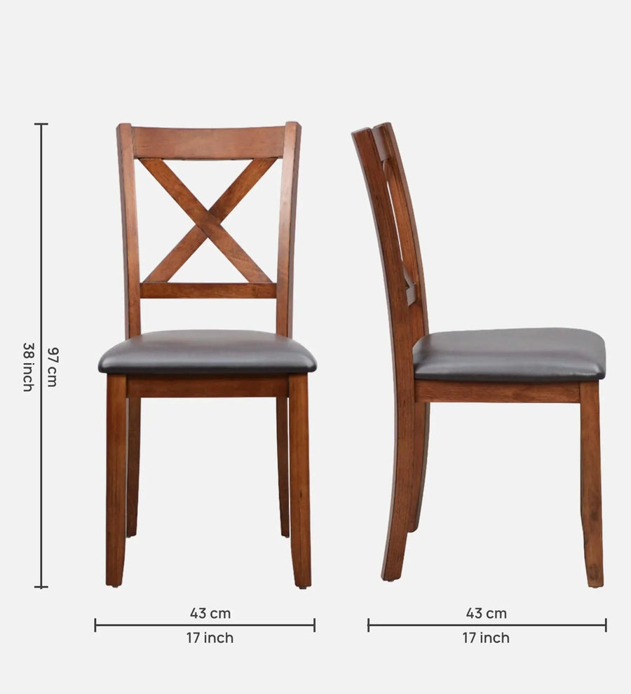 Solid Wood 4 Seater Dining Set In Brown Colour